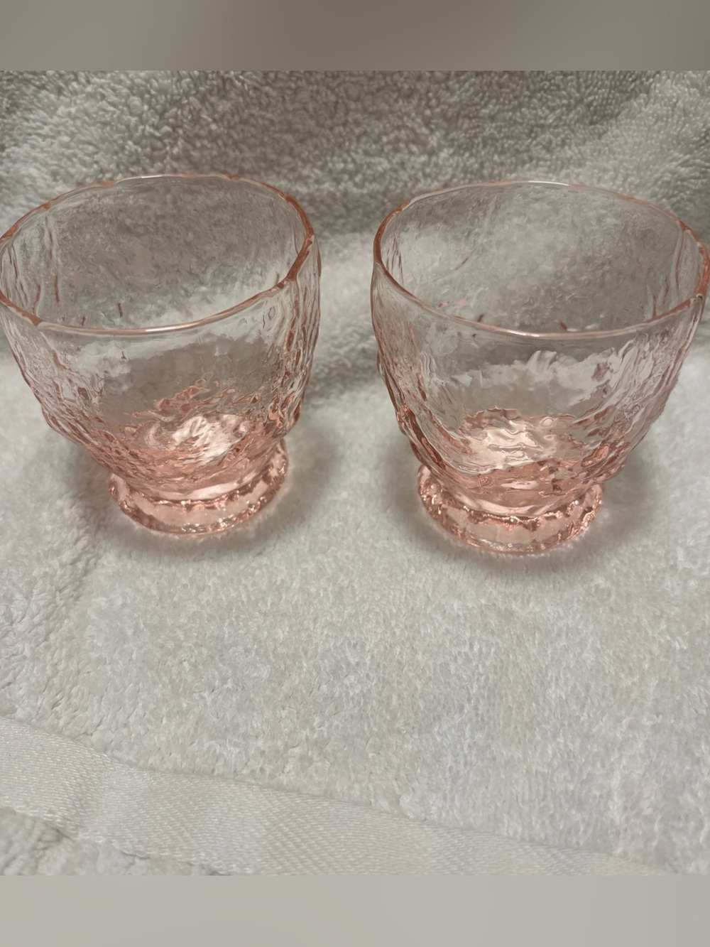 Pink Textured Glass Tumblers - Morgantown Crinkle Glass Set